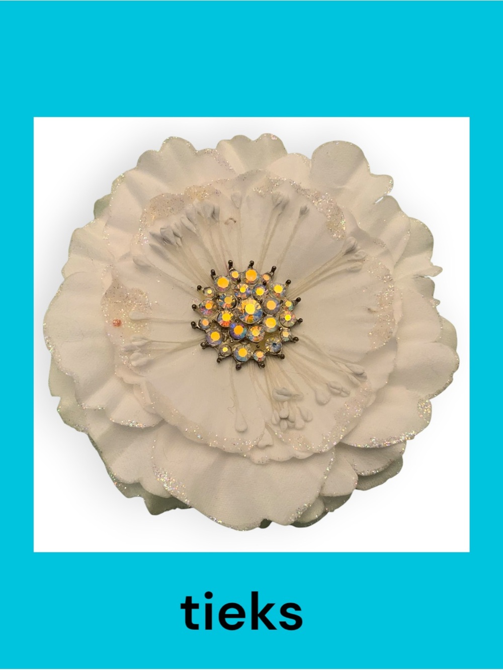 Tieks White Flower with Iridescent Crystal Center